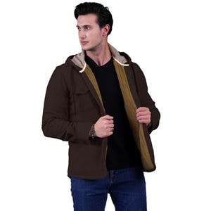 Brown Men's Fur Lined Jacket Shirt