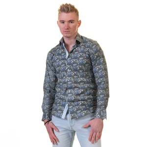 Khaki Green Blue Paisley Men's Shirt