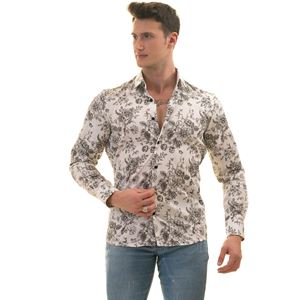 Black Roses on White Printed Designer Men's Shirt