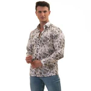 Black Roses on White Printed Designer Men's Shirt