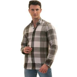 Khaki & White Plaid Men's Shirt