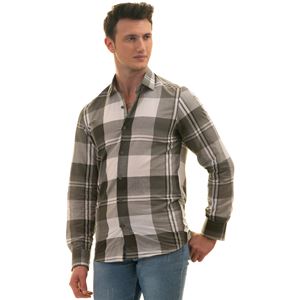 Khaki & White Plaid Men's Shirt