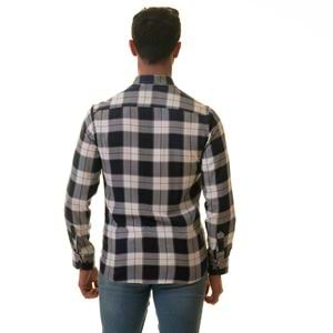 Navy & White Plaid Men's Shirt