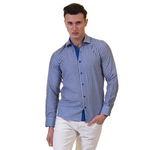 Navy & White Gigham Men's Shirt