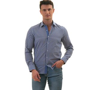 Navy & White Gigham Men's Shirt