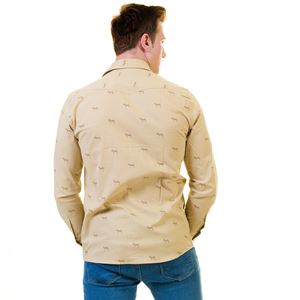 Beige with Zebra Print Western Men's Shirt