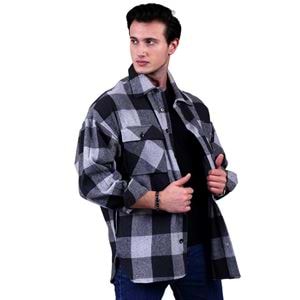 Black and Gray Gingham Checkered Over Size Lumberjack Shirt