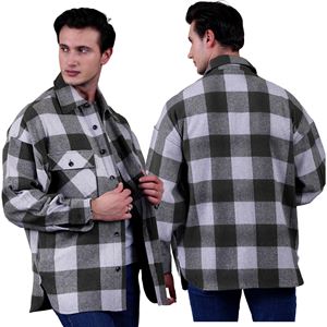 Khaki and Gray Gingham Checkered Over Size Lumberjack Shirt
