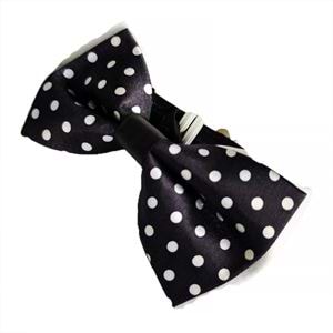 Black with White Polka Dot Bowtie