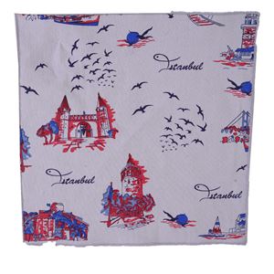 Red Blue Istanbul Designer Pocket Square