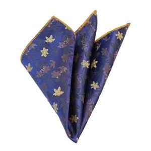 Navy wih Golden Floral Sateen Pocket Square