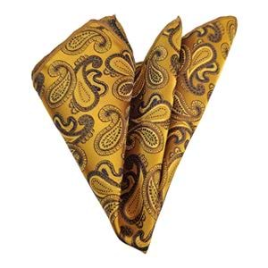 Golden and Navy Paisley Pocket Square