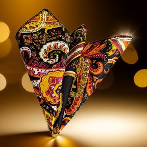 Black and Colorful Paisley Pocket Square