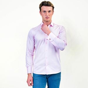 Light Pink Formal 100% Compact Satin Cotton French Cuff Shirt