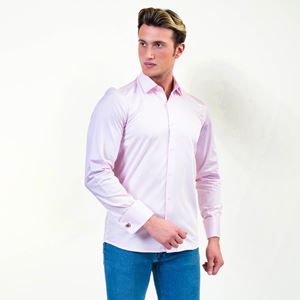 Light Pink Formal 100% Compact Satin Cotton French Cuff Shirt