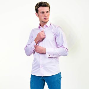 Light Pink Formal 100% Compact Satin Cotton French Cuff Shirt
