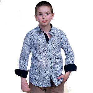 White Paisley Kids Dress Shirt