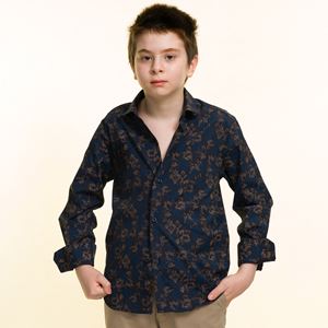 Navy Floral Kids Dress Shirt