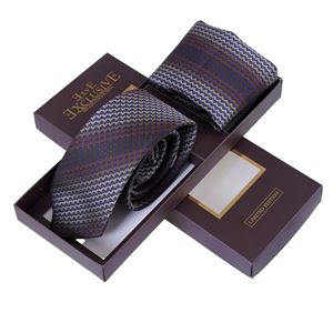 Brown Ethnic Tie and Pocket Square Set in Box