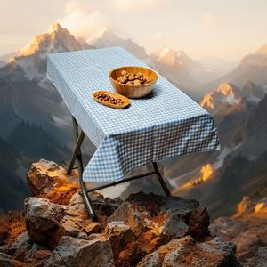 Small Size Blue Gingham Camper Table Cover
