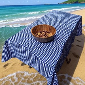 Royal Blue White Gingham table cover