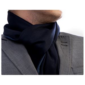Navy Solid Mens Scarf with PU Leather Gift Box