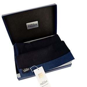 Navy Solid Mens Scarf with PU Leather Gift Box