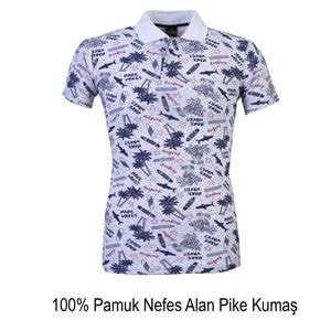 White and Deep Blue Hawaiian Designer Men's Polo Shirt