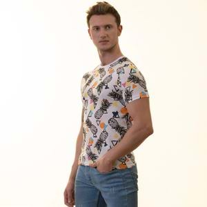 Pineapple Printed White Tee O Neck T-Shirt