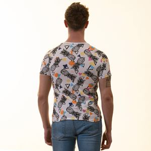 Pineapple Printed White Tee O Neck T-Shirt