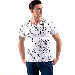 White with Black Printed Designer Tee O Neck Basic T-Shirt
