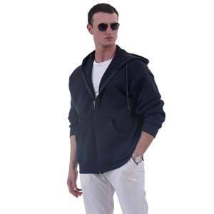 Navy Blue Basic Men's Zipper Hoodie