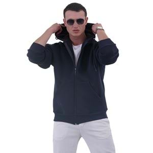 Navy Blue Basic Men's Zipper Hoodie