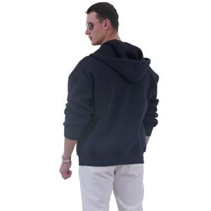 Navy Blue Basic Men's Zipper Hoodie