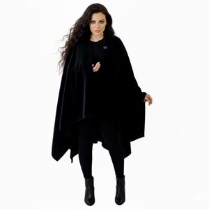 Black Polar Fleece Unisex Ethnic Camper Poncho