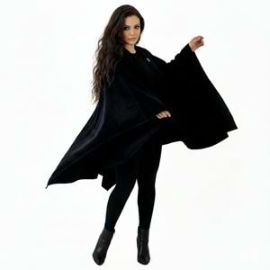 Black Polar Fleece Unisex Ethnic Camper Poncho