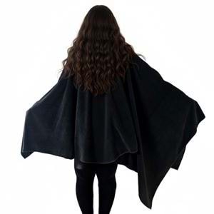Black Polar Fleece Unisex Ethnic Camper Poncho
