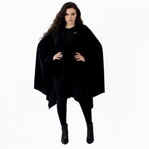 Black Polar Fleece Unisex Ethnic Camper Poncho
