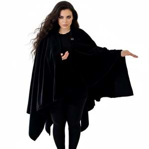 Black Polar Fleece Unisex Ethnic Camper Poncho