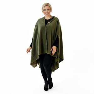 Khaki Polar Fleece Unisex Ethnic Camper Poncho