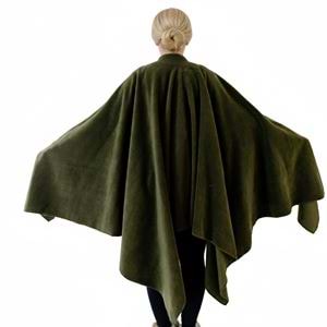 Khaki Polar Fleece Unisex Ethnic Camper Poncho