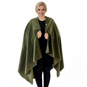 Khaki Polar Fleece Unisex Ethnic Camper Poncho