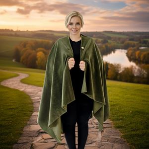 Khaki Polar Fleece Unisex Ethnic Camper Poncho