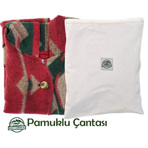 Red Beige Black Hooded Unisex Ethnic Camper Poncho