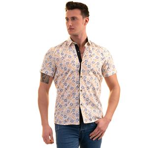 Navy Yellow Floral White Men's Short Sleeves Shirt