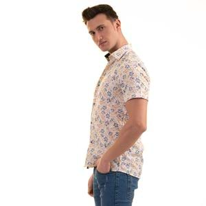 Navy Yellow Floral White Men's Short Sleeves Shirt