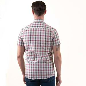 Red Black Blue Plaid Summer Men's Short Sleeves Shirt