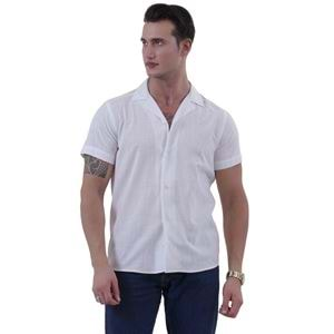 White Linen Men's Hawaiian Summer Shirt