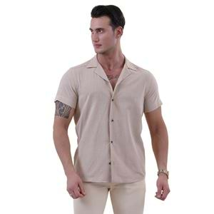 Beige Linen Men's Hawaiian Summer Shirt