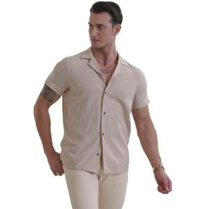 Beige Linen Men's Hawaiian Summer Shirt